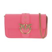 Love Birds Leren Tas met Diamanten Gesp Pinko , Pink , Dames