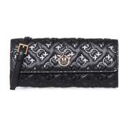 Zwarte Portemonnee met Monogram en Schouderband Pinko , Black , Dames