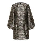 Zebra Jacquard Jurk Soaked in Luxury , Black , Dames