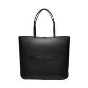 Zwarte Shopper Tas met Ritssluiting Tommy Hilfiger , Black , Dames