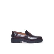 Glanzend Leren Loafers Rubberen Zool Italië Tod's , Brown , Dames