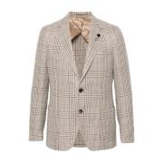 Geruite jas met broche Lardini , Beige , Heren