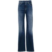 Blauwe Stretch Denim Wide Leg Jeans Dondup , Blue , Dames