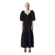 Zwarte Lachi Maxi Jurk met Hartvormige Halslijn Bizuu , Black , Dames