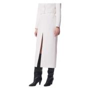 Front-Slit Maxi Skirt Bizuu , White , Dames