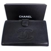 Pre-owned Leather wallets Chanel Vintage , Black , Dames