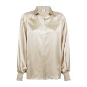 Zijden Smock Lange Mouw Shirt Eleventy , Beige , Dames