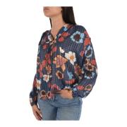 Bloemen Flowy Blouse - V-Hals See u soon , Multicolor , Dames