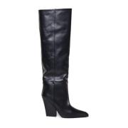 Zwarte Leren Jane Sleehaklaarzen Paris Texas , Black , Dames