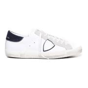 Wit Blauw Lage Kalfsleren Sneakers Philippe Model , White , Heren