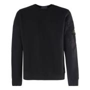 Zwarte Katoenen Sweatshirt Ronde Kraag Logo Stone Island , Black , Her...