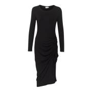 Zwart Diep Jersey Jurk met Gedrapeerde Details Kaffe , Black , Dames