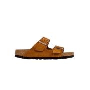 Koperen Gesp Platte Sandalen Birkenstock , Brown , Dames