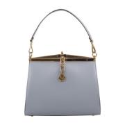 Blauwe Leren Vela Tas met Metalen Ketting Sluiting Etro , Blue , Dames