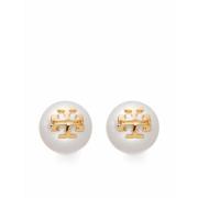 Parel Stud Oorbel Accessoires Tory Burch , White , Dames