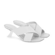 Witte Lamsvacht Crossover-Strap Muiltjes Salvatore Ferragamo , White ,...