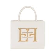 Elegante Ivoor Leren Handtas Elisabetta Franchi , White , Dames