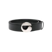 Zwarte Leren Riem met Zilveren Gesp Coperni , Black , Dames