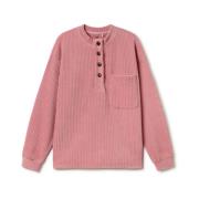 Fluweel Geribbeld Hoge Hals Shirt Twothirds , Pink , Dames