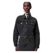 Custom Fading Denim Jacket Bizuu , Black , Dames