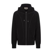 Zwart Zip-Up Hoodie met Contraststiksels Alexander McQueen , Black , H...