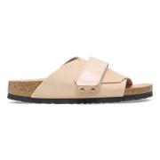 Kyoto Lederen Sandalen Birkenstock , Beige , Dames