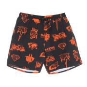 Zwarte Horns Allover Boardshorts met Elastische Taille Iuter , Black ,...