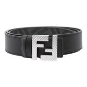 Omkeerbare FF Squared Twin Buckle Riem Fendi , Black , Heren