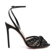 Zwarte Strass Sandalen Amandel Teen Aquazzura , Black , Dames