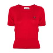 Rode Gebreide Top met Orb Logo Vivienne Westwood , Red , Dames