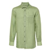 Groen Linnen Overhemd Klassieke Stijl 120% Lino , Green , Heren