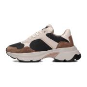 Beige Leren Lage Sneakers Nubikk , Beige , Dames