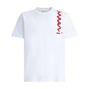 Logo Jersey T-Shirt Wit Korte Mouw Marni , White , Heren