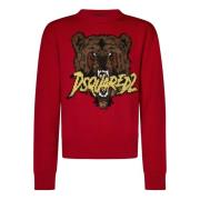 Rode Berenkop Crew Neck Sweater Dsquared2 , Red , Heren