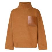 Wollen Polo Hals Trui met Leren Zak JW Anderson , Brown , Heren