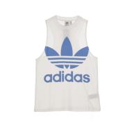 Stijlvolle Trefoil Tanktop in Wit/Blauw Adidas , White , Dames