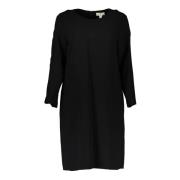 Zwarte jurk met lange mouwen en rits achteraan Gant , Black , Dames