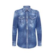 Klassieke Blauwe Western Shirt Dsquared2 , Blue , Heren