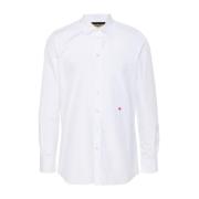 Hart Geborduurde Poplin Overhemd Moschino , White , Heren