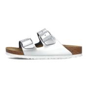 Zilver Shine Slippers Stijlvol Comfort Birkenstock , Gray , Dames