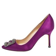 Pre-owned Satin heels Manolo Blahnik Pre-owned , Purple , Dames