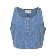 Pre-owned Cotton tops Chanel Vintage , Blue , Dames