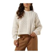 Witte Cable Knit Trui Envii , White , Dames