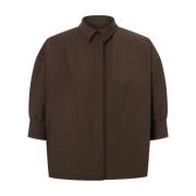 Bruine Wolmix Klassieke Kraag Shirt Philosophy di Lorenzo Serafini , B...