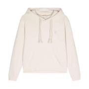 Ivoor Wit Katoenen Hoodie Trui Forte Forte , Beige , Dames