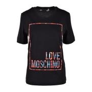 Witte T-shirt uit de Love Moschino Collection Love Moschino , Black , ...