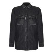 Zwarte Denim Shirt Aw24 Dsquared2 , Black , Heren