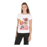 Witte Katoen Spandex T-Shirt Love Moschino , White , Dames