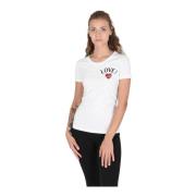 Wit Katoenmix T-shirt Love Moschino , White , Dames