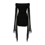 Zwarte Gedrapeerde Off-Shoulder Jurk Givenchy , Black , Dames